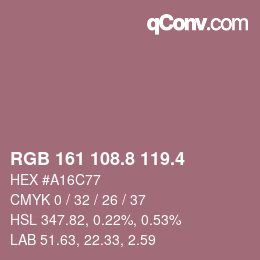 カラーコード: RGB 161 108.8 119.4 | qconv.com