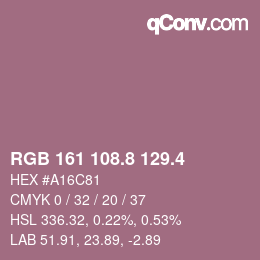 カラーコード: RGB 161 108.8 129.4 | qconv.com