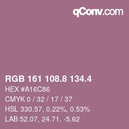 カラーコード: RGB 161 108.8 134.4 | qconv.com