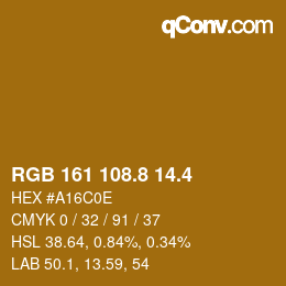 カラーコード: RGB 161 108.8 14.4 | qconv.com