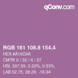 カラーコード: RGB 161 108.8 154.4 | qconv.com
