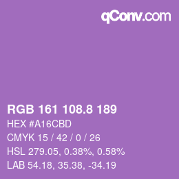 カラーコード: RGB 161 108.8 189 | qconv.com