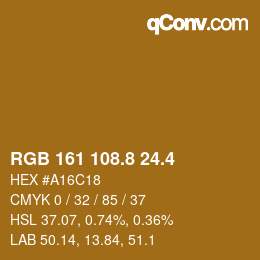 カラーコード: RGB 161 108.8 24.4 | qconv.com