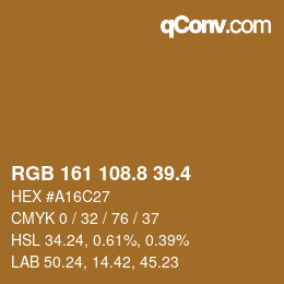 カラーコード: RGB 161 108.8 39.4 | qconv.com