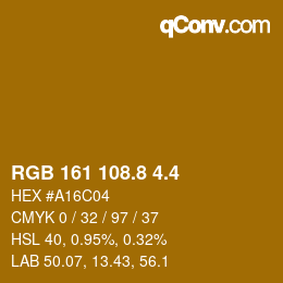 カラーコード: RGB 161 108.8 4.4 | qconv.com