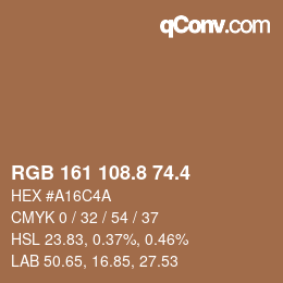 カラーコード: RGB 161 108.8 74.4 | qconv.com
