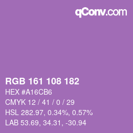 Color code: RGB 161 108 182 | qconv.com