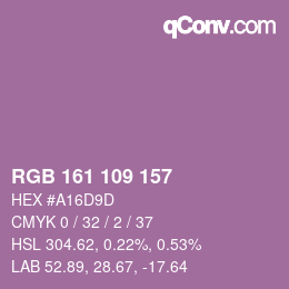 颜色代码: RGB 161 109 157 | qconv.com