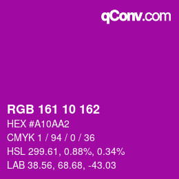 カラーコード: RGB 161 10 162 | qconv.com