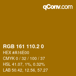 カラーコード: RGB 161 110.2 0 | qconv.com
