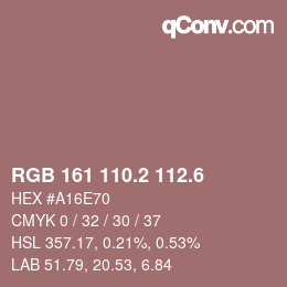 カラーコード: RGB 161 110.2 112.6 | qconv.com