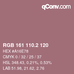 カラーコード: RGB 161 110.2 120 | qconv.com