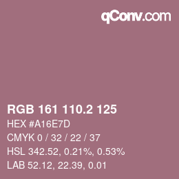 カラーコード: RGB 161 110.2 125 | qconv.com