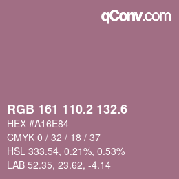 カラーコード: RGB 161 110.2 132.6 | qconv.com