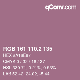 カラーコード: RGB 161 110.2 135 | qconv.com