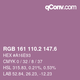 カラーコード: RGB 161 110.2 147.6 | qconv.com