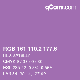カラーコード: RGB 161 110.2 177.6 | qconv.com