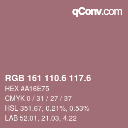 カラーコード: RGB 161 110.6 117.6 | qconv.com