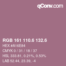 カラーコード: RGB 161 110.6 132.6 | qconv.com