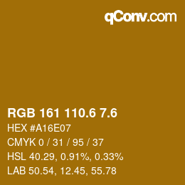 カラーコード: RGB 161 110.6 7.6 | qconv.com