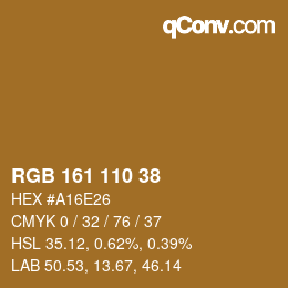 颜色代码: RGB 161 110 38 | qconv.com