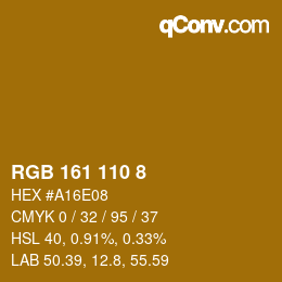颜色代码: RGB 161 110 8 | qconv.com