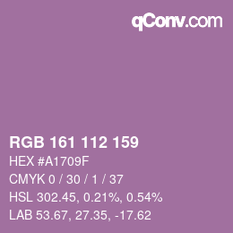 Color code: RGB 161 112 159 | qconv.com