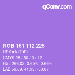 Color code: RGB 161 112 225 | qconv.com