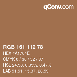Color code: RGB 161 112 78 | qconv.com