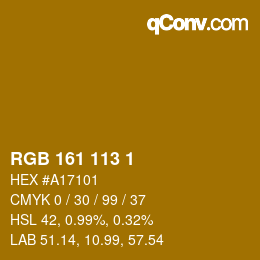 カラーコード: RGB 161 113 1 | qconv.com