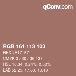 Color code: RGB 161 113 103 | qconv.com
