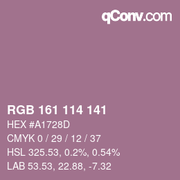 カラーコード: RGB 161 114 141 | qconv.com