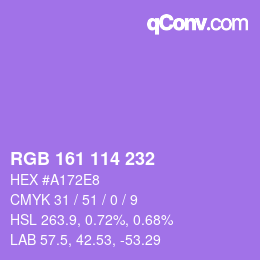 Color code: RGB 161 114 232 | qconv.com