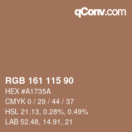 Color code: RGB 161 115 90 | qconv.com