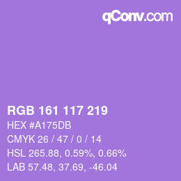 Farbcode: RGB 161 117 219 | qconv.com
