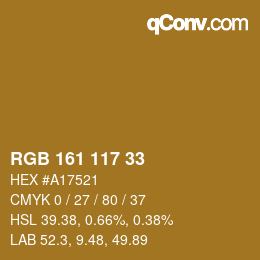 カラーコード: RGB 161 117 33 | qconv.com