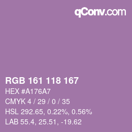 颜色代码: RGB 161 118 167 | qconv.com
