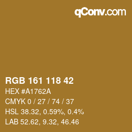 Color code: RGB 161 118 42 | qconv.com