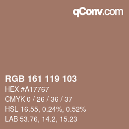 Color code: RGB 161 119 103 | qconv.com