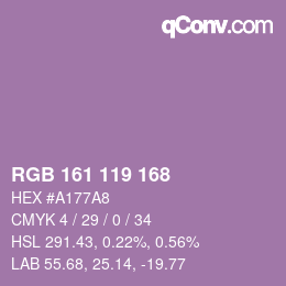 カラーコード: RGB 161 119 168 | qconv.com