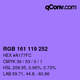 カラーコード: RGB 161 119 252 | qconv.com