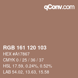 カラーコード: RGB 161 120 103 | qconv.com
