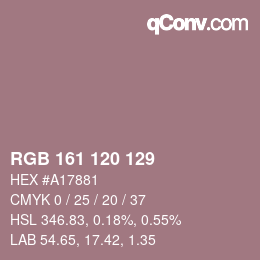 颜色代码: RGB 161 120 129 | qconv.com