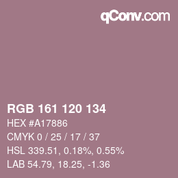 カラーコード: RGB 161 120 134 | qconv.com