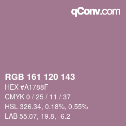 Color code: RGB 161 120 143 | qconv.com