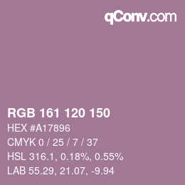 颜色代码: RGB 161 120 150 | qconv.com