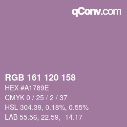 颜色代码: RGB 161 120 158 | qconv.com