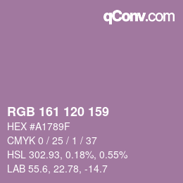 カラーコード: RGB 161 120 159 | qconv.com