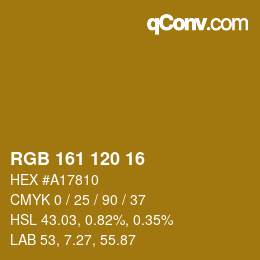Color code: RGB 161 120 16 | qconv.com