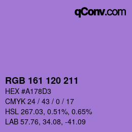 カラーコード: RGB 161 120 211 | qconv.com